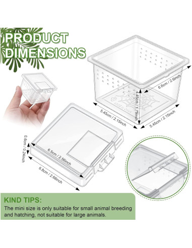 20 Cajas de Cría para Insectos y Reptiles Nuanchu 6.5x6.5x4.5cm