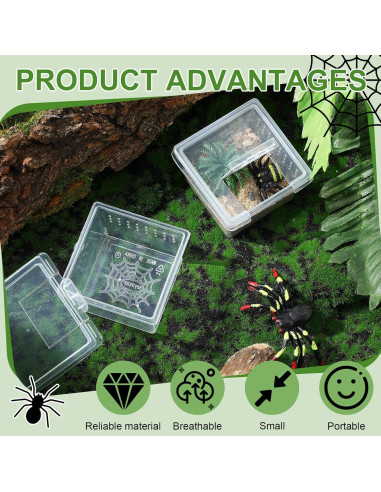 20 Cajas de Cría para Insectos y Reptiles Nuanchu 6.5x6.5x4.5cm