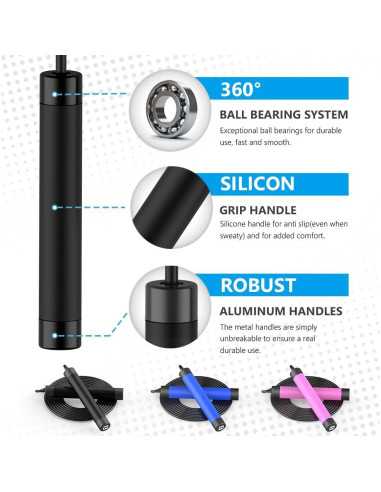 Cuerda de Salto con Peso H HANDIO 3.05m Ajustable para Boxeo