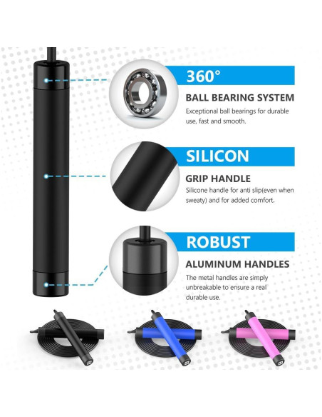 Cuerda de Salto con Peso H HANDIO 3.05m Ajustable para Boxeo