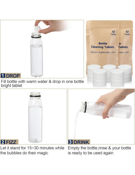 96 Tabletas Limpiadoras Ziliny para Botellas de Agua - Eficaz y Natural