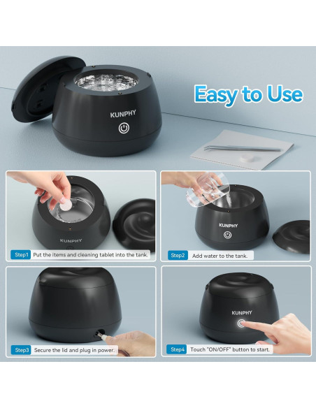 Limpiador Ultrasonido KUNPHY 48kHz para Dentaduras y Joyería Limpiador Ultrasonido KUNPHY 48kHz para Dentaduras y Joyería