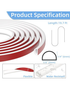 Sello de Aislamiento Draourness 6 m Blanco para Puertas y Ventanas 2