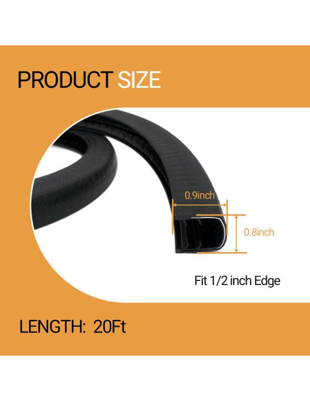 Banda de Bisel de Goma PACIXU 6.1m para Bordes de 1.27cm