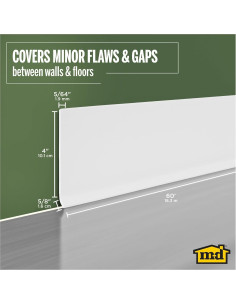 Base de Pared de Vinilo M-D 73897 10.16 cm x 15.24 m Blanca 2