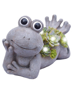 Estatua de Rana con Luz Solar Teresa's Collections 14 cm