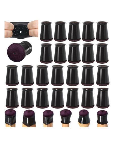 24 Protectores de Patas de Silla VIUME Silicona Ajuste 13-22.9mm