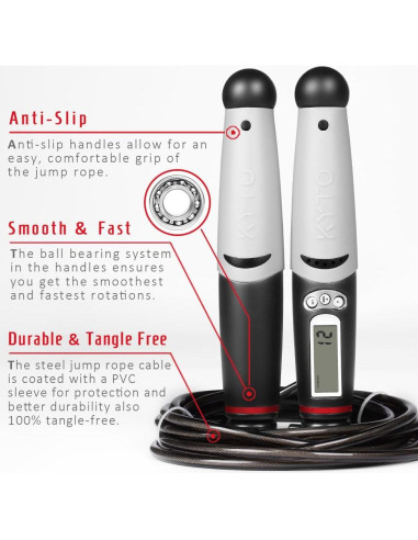 Cuerda de Salto Inteligente KYTO con Contador y Longitud Ajustable