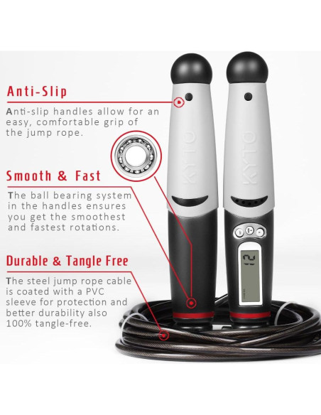 Cuerda de Salto Inteligente KYTO con Contador y Longitud Ajustable