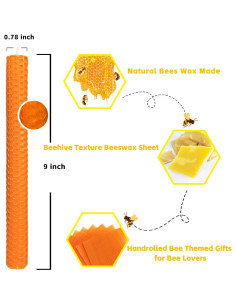 Juego de 6 Velas de Cera de Abeja Naranja Lacaser 22.86 cm 2