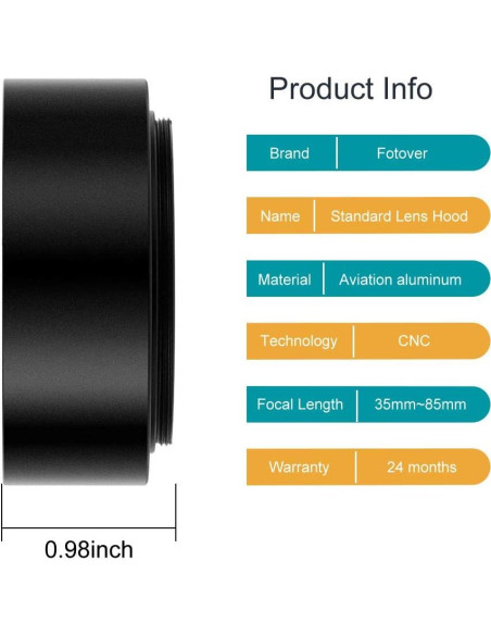 Gorro de Lente Estándar de Metal 72 mm + Tapa de Pinza 77 mm