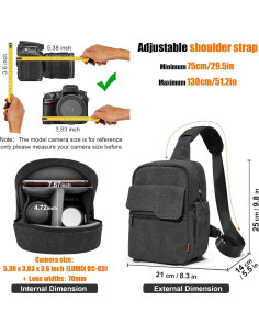 Bolsa de cámara Cwatcun Sling Bag Crossbody 23x14x30cm 2