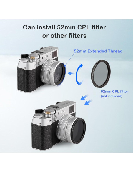 Capucha de Lente y Filtro UV Haoge LUV-X54W para Fujifilm X100V/X100VI