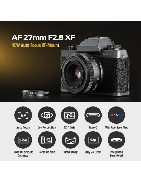 Lente TTArtisan AF 27mm F2.8 para Cámaras Fuji X - Negro Lente TTArtisan AF 27mm F2.8 para Cámaras Fuji X - Negro