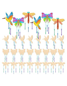 Kit de Campanas de Viento DIY Leinuosen 30 Pcs Madera Insectos