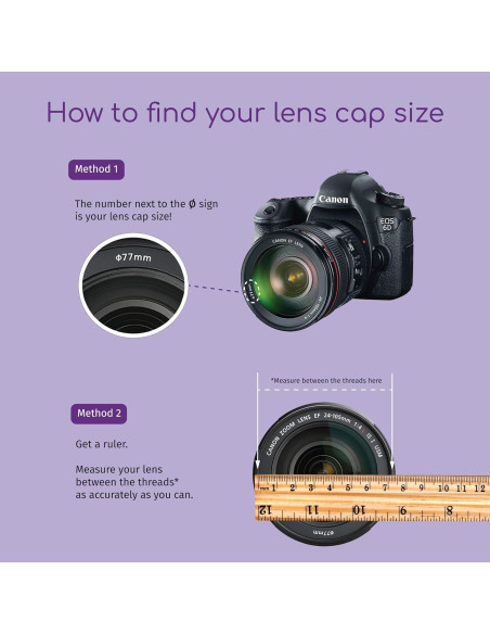 Tapa de lente frontal Snap-On CamDesign 28 mm para DSLR