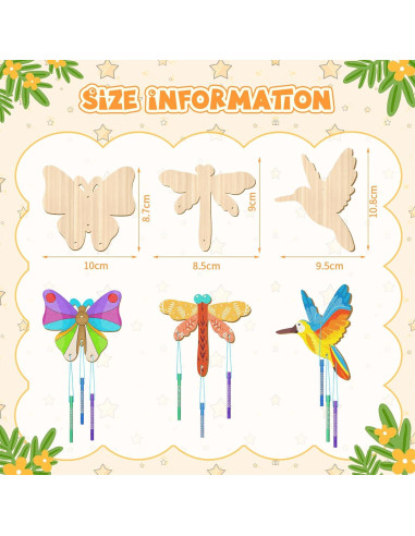 Kit de Campanas de Viento DIY Leinuosen 30 Pcs Madera Insectos