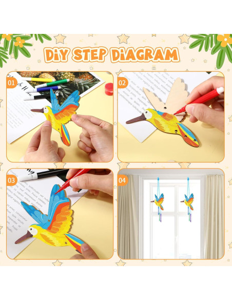 Kit de Campanas de Viento DIY Leinuosen 30 Pcs Madera Insectos