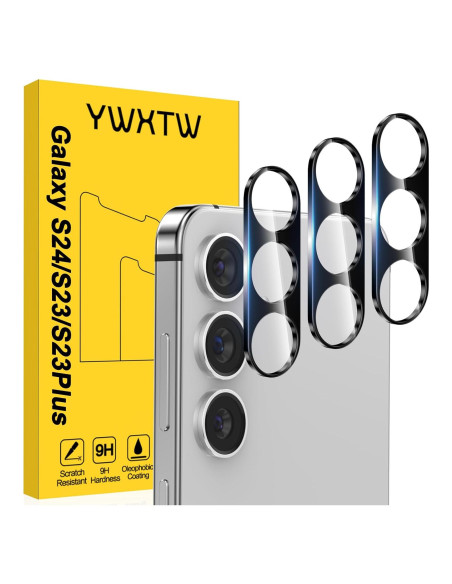 Paquete de 3 Protectores de Lente de Cámara YWXTW para Samsung Galaxy S24/S23/S23 Plus - Vidrio Templado 9H
