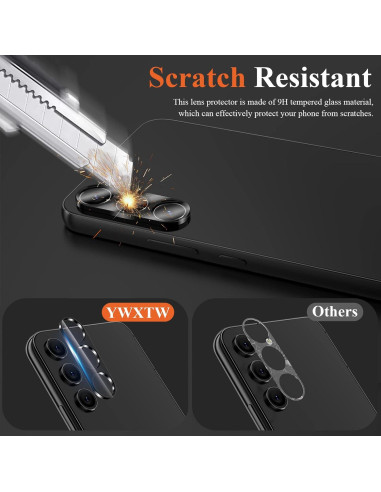 Paquete de 3 Protectores de Lente de Cámara YWXTW para Samsung Galaxy S24/S23/S23 Plus - Vidrio Templado 9H