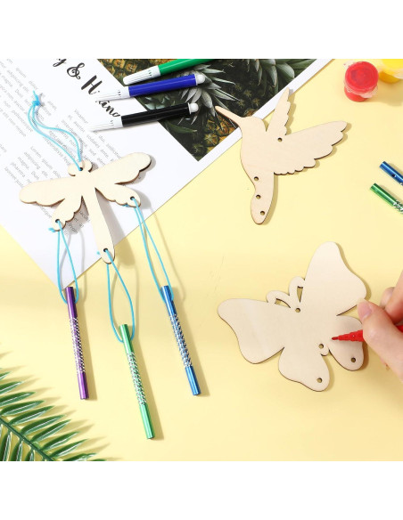 Kit de Campanas de Viento DIY Leinuosen 30 Pcs Madera Insectos