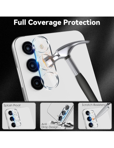 Protector de Lente de Cámara CloudValley para Samsung Galaxy S24/S23/S23 Plus - Pack de 3, Vidrio Templado 9H
