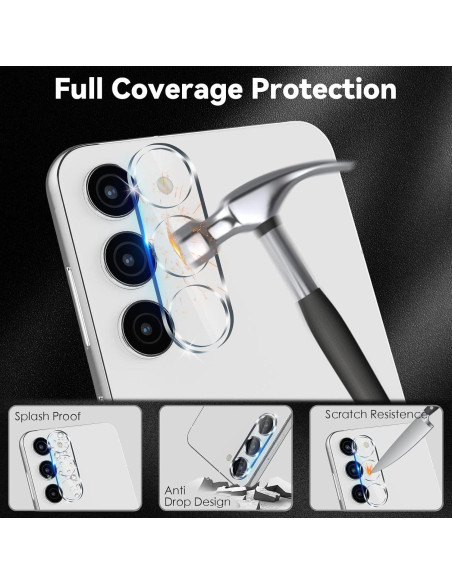 Protector de Lente de Cámara CloudValley para Samsung Galaxy S24/S23/S23 Plus - Pack de 3, Vidrio Templado 9H