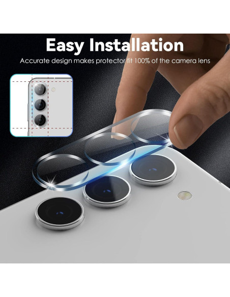 Protector de Lente de Cámara CloudValley para Samsung Galaxy S24/S23/S23 Plus - Pack de 3, Vidrio Templado 9H