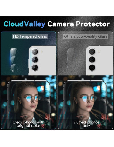 Protector de Lente de Cámara CloudValley para Samsung Galaxy S24/S23/S23 Plus - Pack de 3, Vidrio Templado 9H