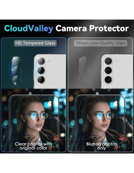 Protector de Lente de Cámara CloudValley para Samsung Galaxy S24/S23/S23 Plus - Pack de 3, Vidrio Templado 9H