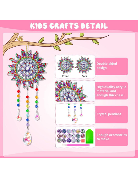 Kit de Manualidades 5D Anofty para Niños 6-12 Años - Campanas de Viento y Atrapa Rayos de Sol