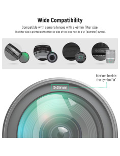 Kit de tapa de lente 49mm Neewer con correa y paño de limpieza 2