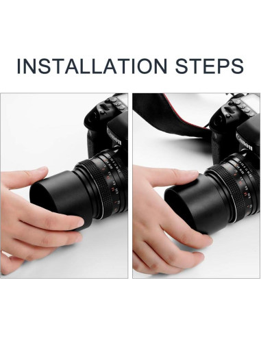 Capucha de Lente Tele de Metal 58mm + Tapa de Lente 62mm