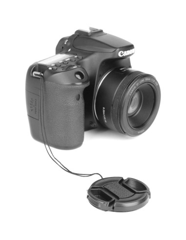 Tapa de lente 58mm ChromLives con agujero para correa DSLR