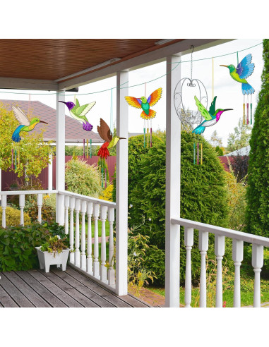 Kit de 6 Campanas de Viento de Madera BAPHILE Colibrí DIY