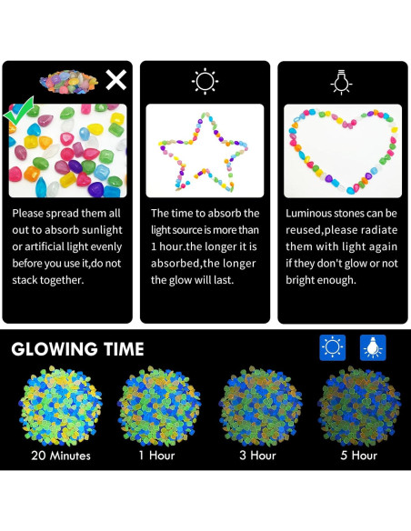 1000 Piedras Brillantes Luminosas para Jardín Kaiyuan