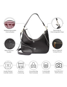 Bolsa de cámara Meliae para mujeres, tote negro 30.5x11.4x24.9 cm 2