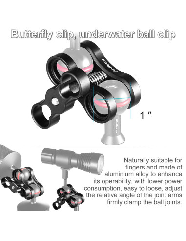 Abrazadera de Bola de Aluminio MINIFOCUS 2 Pcs 1" para Trípode