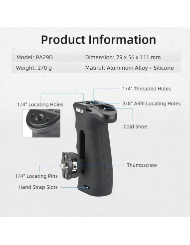 Mango Lateral Ergonómico Nitze PA29D Ajustable Aluminio Goma