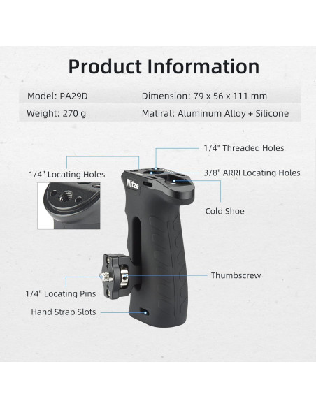 Mango Lateral Ergonómico Nitze PA29D Ajustable Aluminio Goma