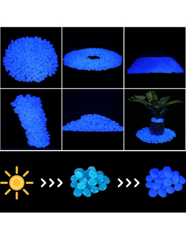 Rocas Brillantes en la Oscuridad Sasylvia 4000 Pcs Azules 2.54 cm
