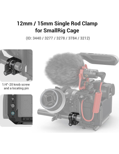 Abrazadera de Varilla Simple 12mm/15mm SMALLRIG 3598