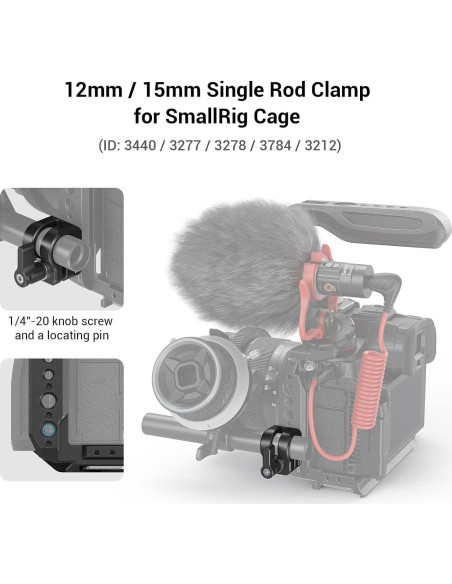 Abrazadera de Varilla Simple 12mm/15mm SMALLRIG 3598