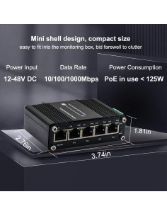 Mini Switch Ethernet Gigabit PoE 5 Puertos TenxoxneT 2