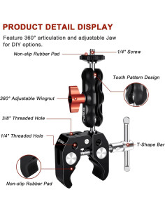 Soporte de Cámara Super Clamp Lanxire con Cabezal Esférico 2