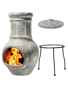 Chimenea Exterior Pequeña Wiosi Gris de Arcilla 30.48x68.58cm