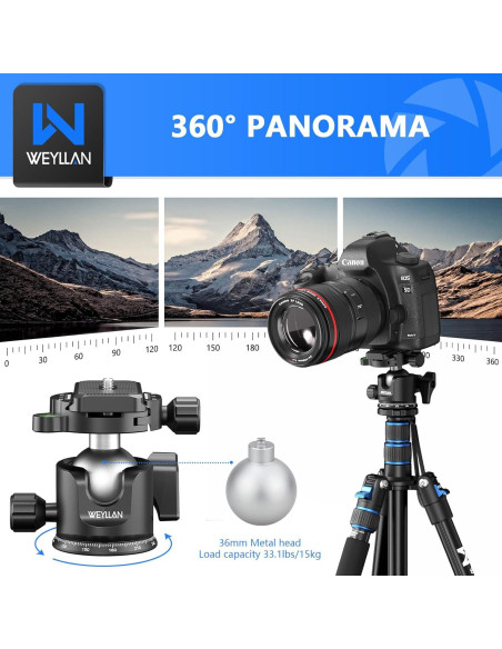 Cabezal de bola panorámico WEYLLAN 36 mm con liberación rápida