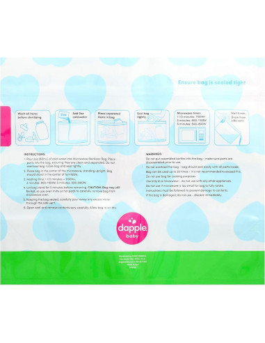 Bolsas Esterilizadoras Dapple Baby para Microondas, Reutilizables, 20 Usos