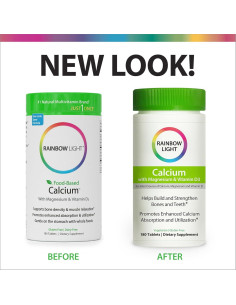Tabletas de Calcio Rainbow Light 180 Conteos con Magnesio y D3 2