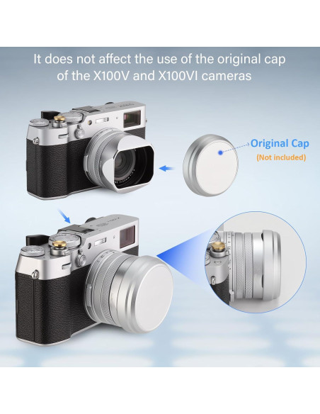 Capucha de Lente Metálica Cuadrada Haoge LH-X54W para Fujifilm X100VI/X100V Capucha de Lente Metálica Cuadrada Haoge LH-X54W para Fujifilm X100VI/X100V